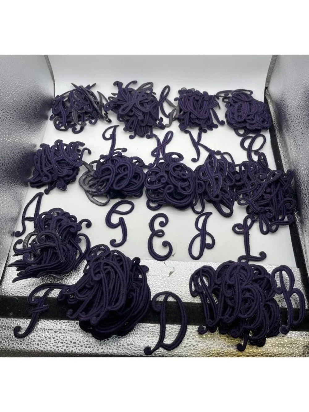 Vintage Monogram Script 3” Letters JC Nellissen Applique Patch Dark Purple Lot